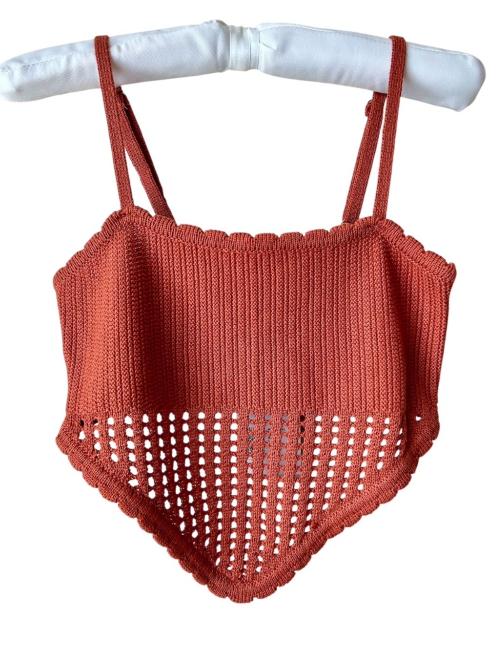 Forever 21 Crop Tank Top Sweater Burnt Orange Rustic Crochet XS NWT NEW